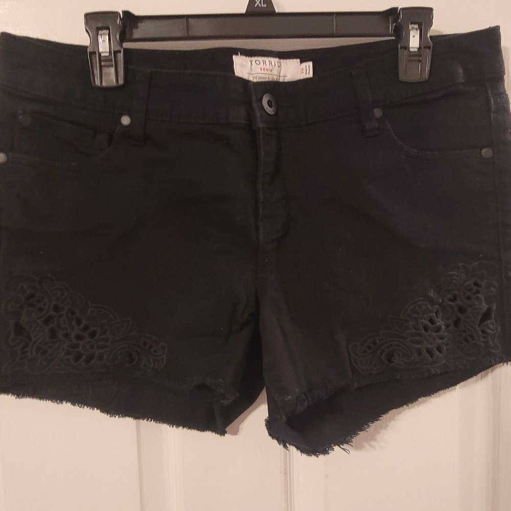 Torrid Black Embroidered Shorts